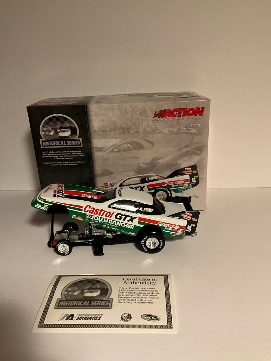 ミニカー John Force Castrol GTX Jolly Rancher Action Funny Car John Force Oldsmobile Castrol GTX Jolly