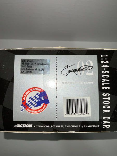 RUSTY WALLACE 2002 MILLER LITE/HARLEY DAVIDSON 1:24 NASCAR DIECAST - Action Racing Collectables
