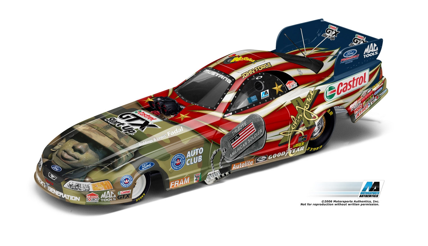 JOHN FORCE 2006 CASTROL GTX NORWALK RACEWAY 1:24 FUNNY CAR